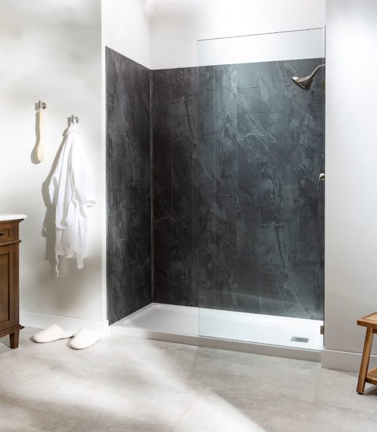 Cracked Slate Shower Wall Kit 36x36x78 | Qualis Ceramica | Luxury Tile and Vinyl at affordable prices