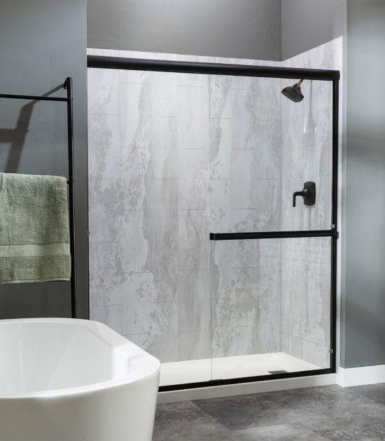 Iced Pewter Shower Wall Kit 30x60x78 | Qualis Ceramica | Luxury Tile and Vinyl at affordable prices