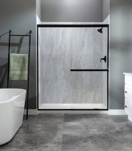 Iced Pewter Shower Wall Kit 32x60x78 | Qualis Ceramica | Luxury Tile and Vinyl at affordable prices