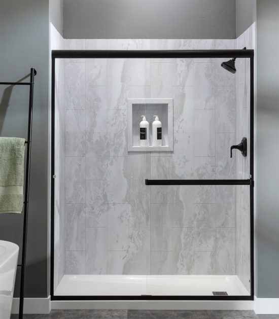 Iced Pewter Shower Wall Kit 36x36x78 | Qualis Ceramica | Luxury Tile and Vinyl at affordable prices