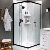 Carrara Marble Shower Wall Kit 36x36x78 | Qualis Ceramica | Luxury Tile and Vinyl at affordable prices