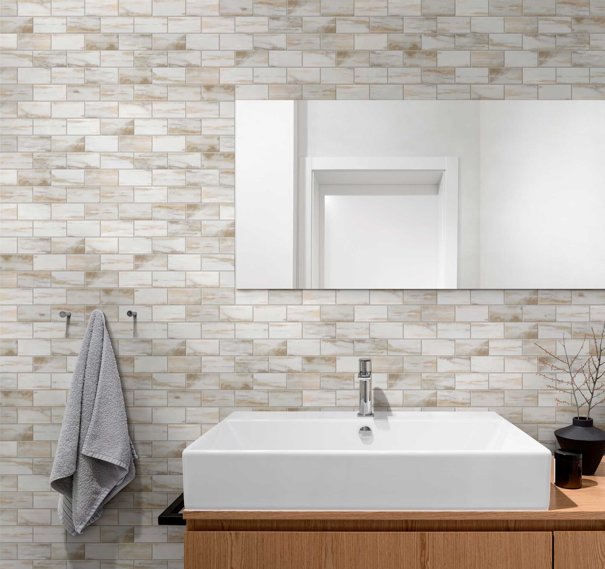 2"x4" Glazed Ceramic Beige Mix Rough Surface Mosaix | Qualis Ceramica | Luxury Tile and Vinyl at affordable prices