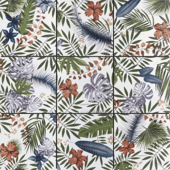 4"x4" Floral Palm Multicolor Mosaic | Qualis Ceramica | Luxury Tile and Vinyl at affordable prices