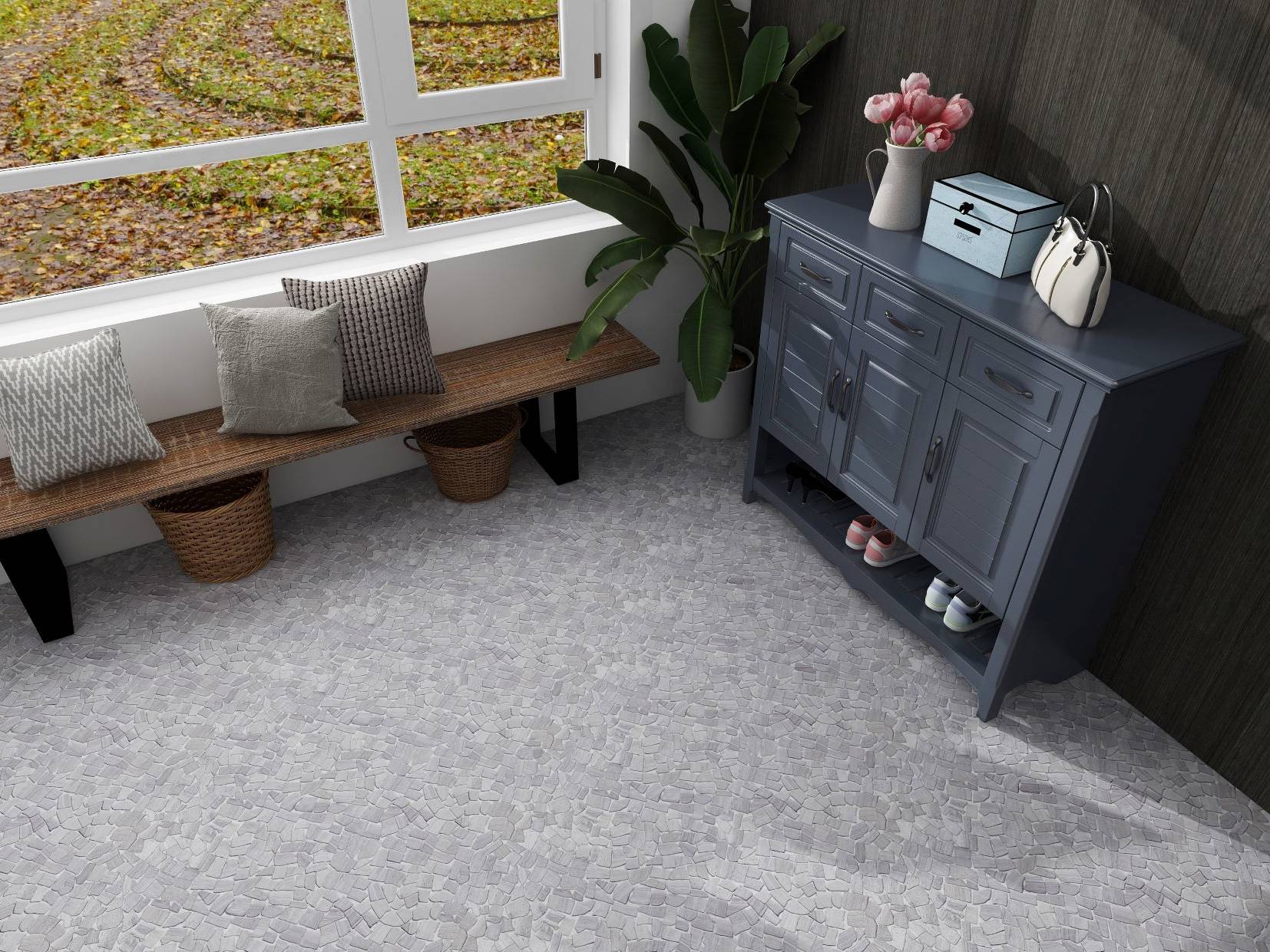 Beige Limestone Matte Mini Opus Interlocking | Qualis Ceramica | Luxury Tile and Vinyl at affordable prices