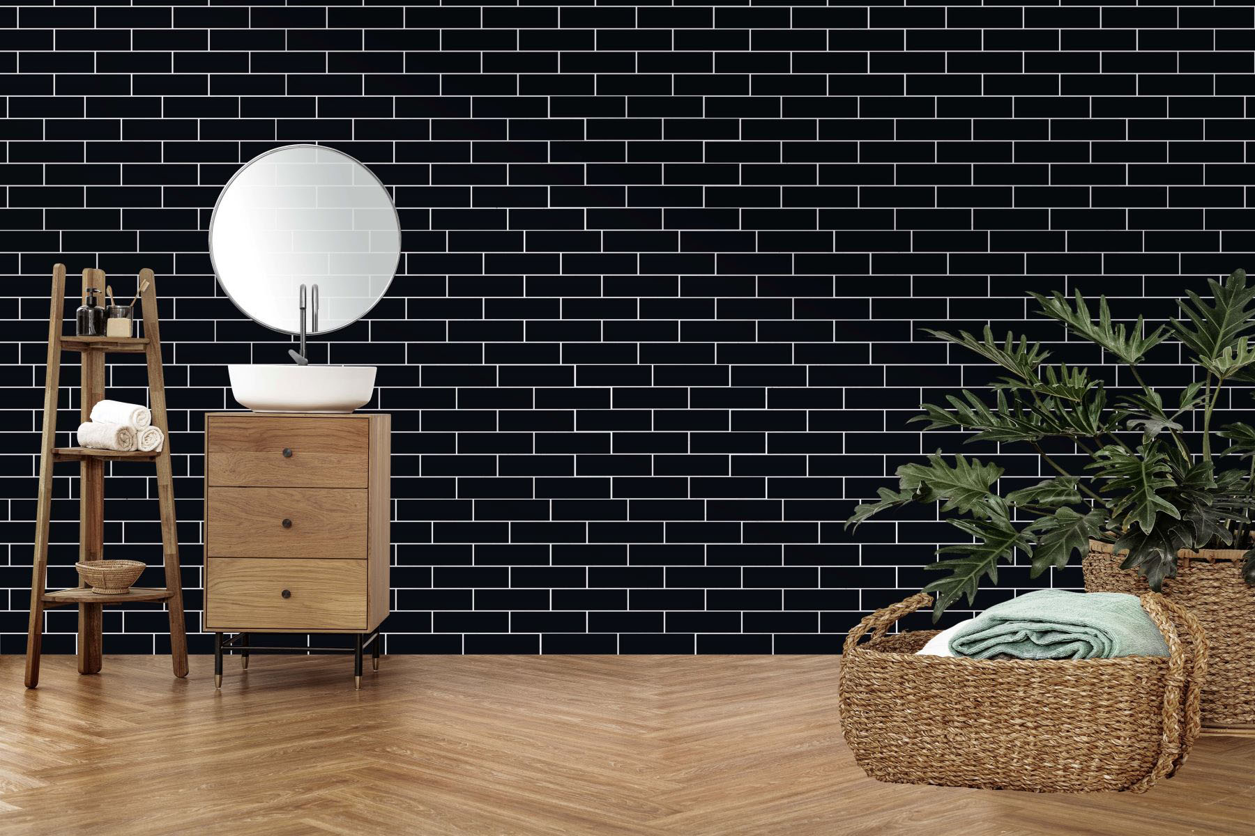 Black Brick Pattern Glossy Glazed Ceramic 2"x6" Mosaic | Qualis Ceramica | Luxury Tile and Vinyl at affordable prices
