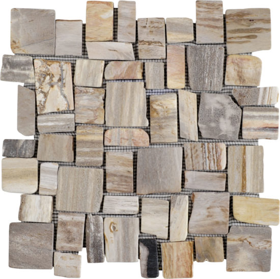 Cubic Fossil Wood Stone Mosaic | Qualis Ceramica | Luxury Tile and Vinyl at affordable prices