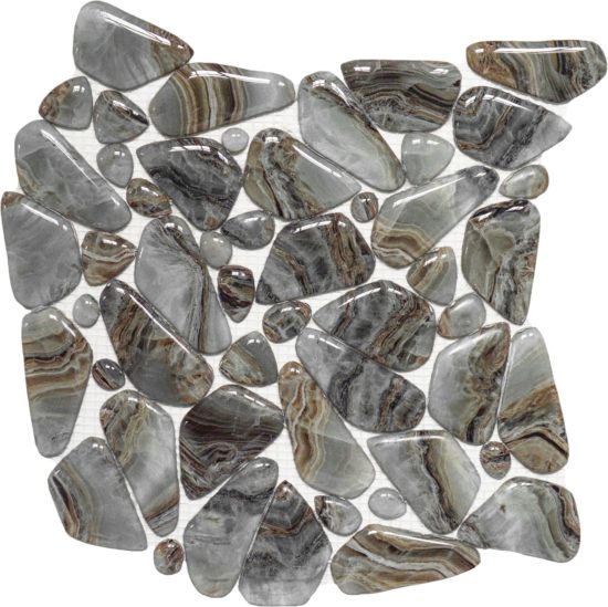 Glass Pebble Grey Beige Mix Marble Pattern Mix Mosaic | Qualis Ceramica | Luxury Tile and Vinyl at affordable prices