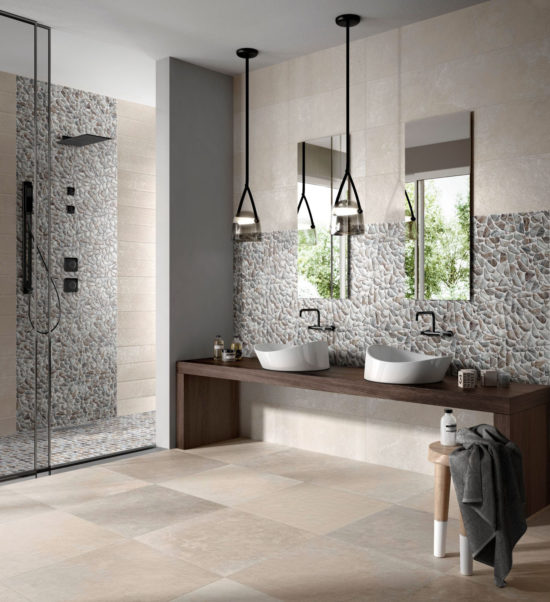 Glass Pebble Grey Beige Mix Marble Pattern Mix Mosaic | Qualis Ceramica | Luxury Tile and Vinyl at affordable prices