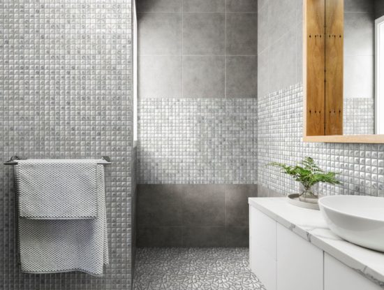Glass Pebble Light Grey Marble Pattern Mix Mosaic 11.4"11.4" | Qualis Ceramica | Luxury Tile and Vinyl at affordable prices