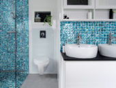 Glass Square Blue Marble Pattern Mix Mosaic | Qualis Ceramica | Luxury Tile and Vinyl at affordable prices
