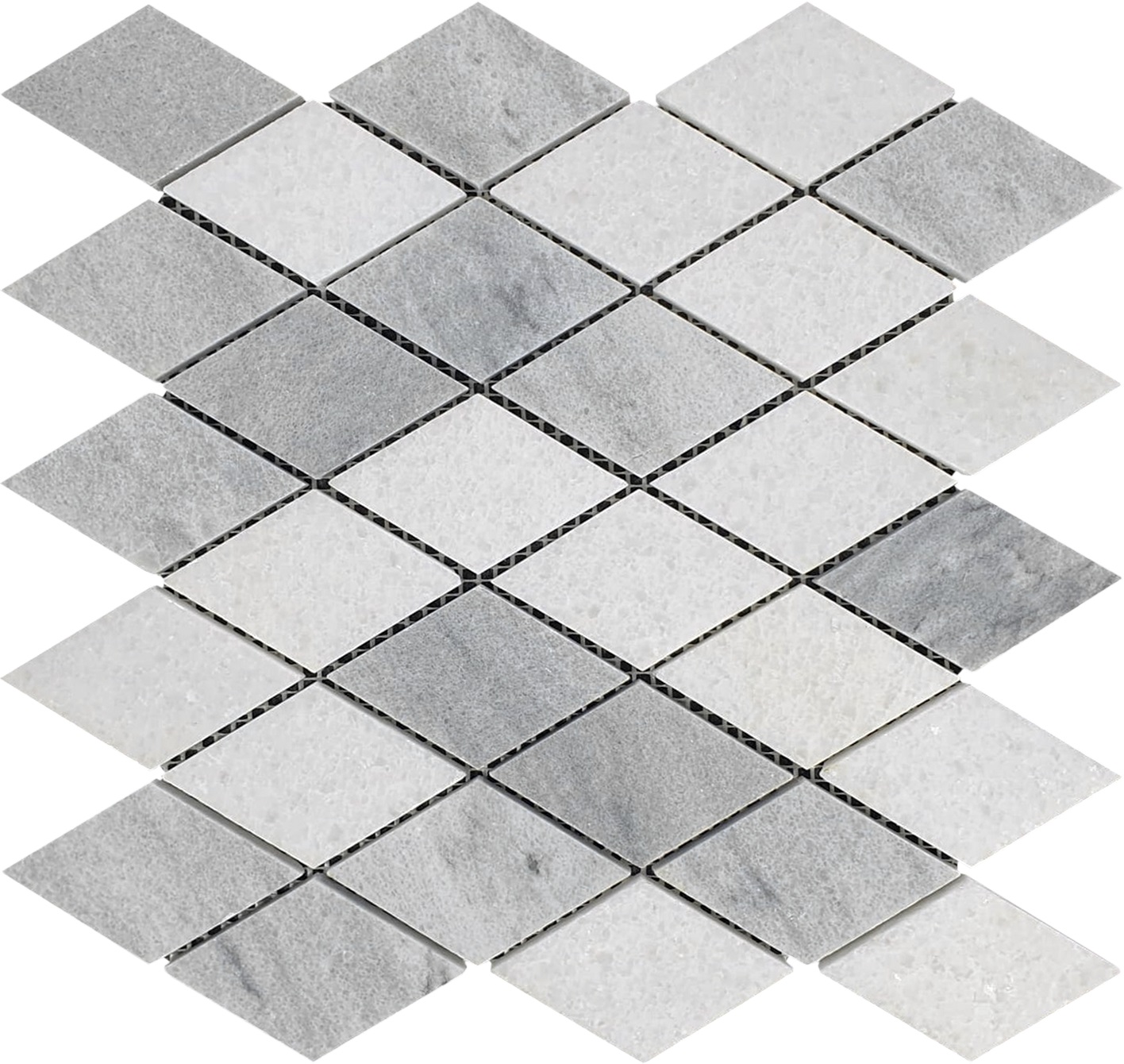 Grey White Multicolor Marble Diamond Honed 11.4"x11.3"
