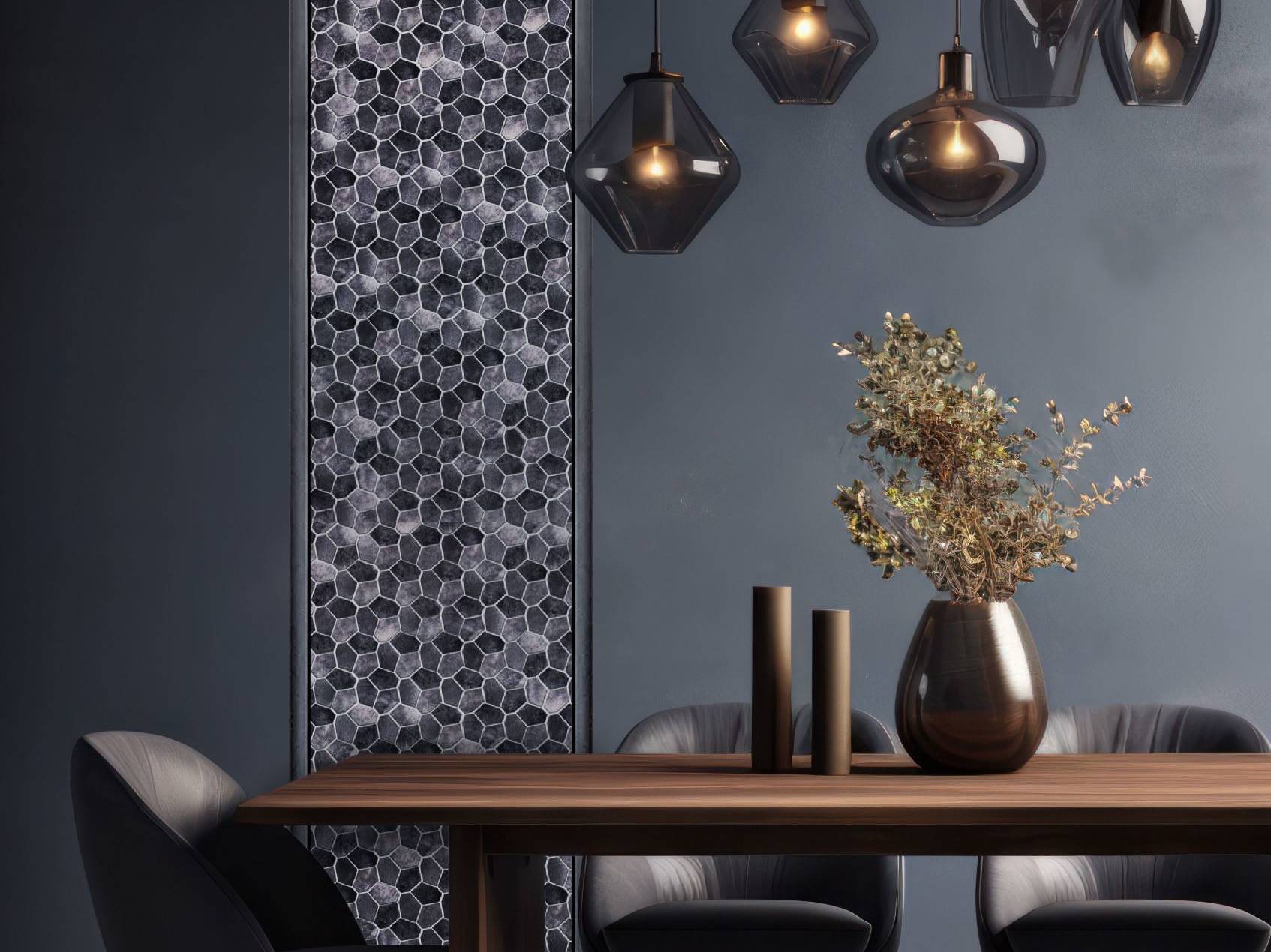 Hexagon Aluminum Mix Grey Mosaic | Qualis Ceramica | Luxury Tile and Vinyl at affordable prices