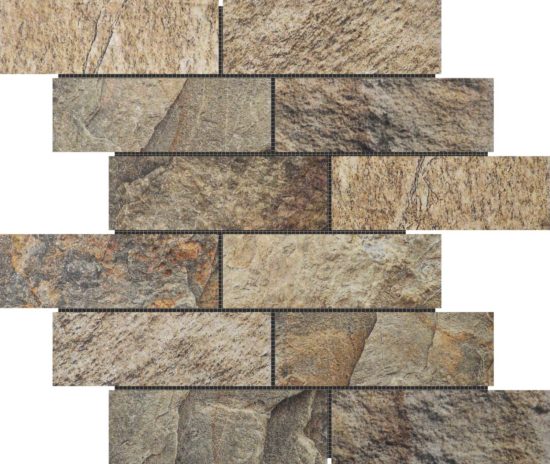 Slate Stone Beige Glazed Ceramic 2"x6" Brick | Qualis Ceramica | Luxury Tile and Vinyl at affordable prices