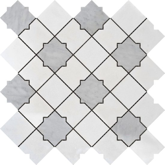 Star & Square White & Grey Mix Marble | Qualis Ceramica | Luxury Tile and Vinyl at affordable prices