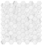 Bianco Venatino 1.25 Polished Hexagon Mosaic | Qualis Ceramica | Luxury Tile and Vinyl at affordable prices