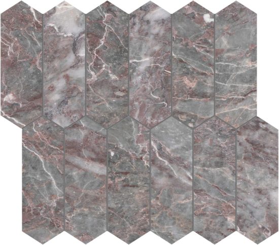 Sereno Burgundy 2x6 Picket Mosaic