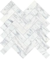 Virtue Bianco 1.25x4 Herringbone Mosaic | Qualis Ceramica | Luxury Tile and Vinyl at affordable prices
