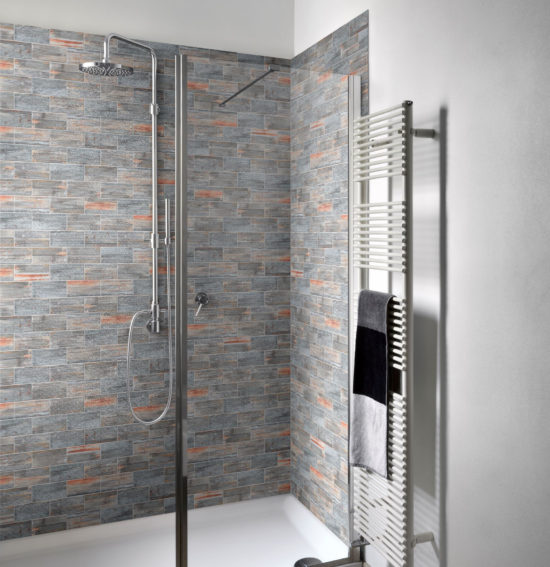 2.8"x6" Rust Industrial Linear Relief Pattern Glazed Ceramic Mosaic | Qualis Ceramica | Luxury Tile and Vinyl at affordable prices