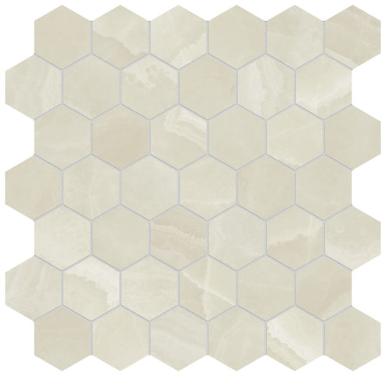 Lustra 2" Hex Onyx Crema Honed