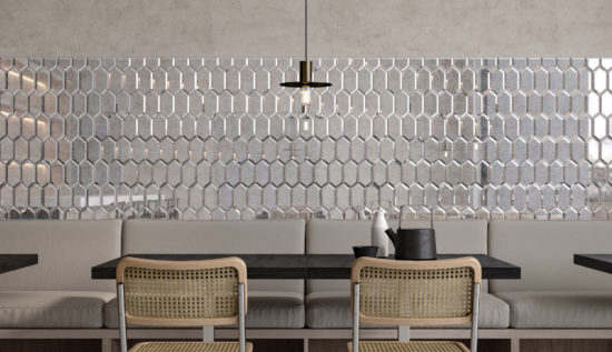 Obsidian Silver Beveled Hexagon Mosaic | Qualis Ceramica | Luxury Tile and Vinyl at affordable prices