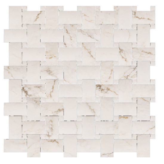 Perfect Calacatta 1x2 Basketweave | Qualis Ceramica | Luxury Tile and Vinyl at affordable prices